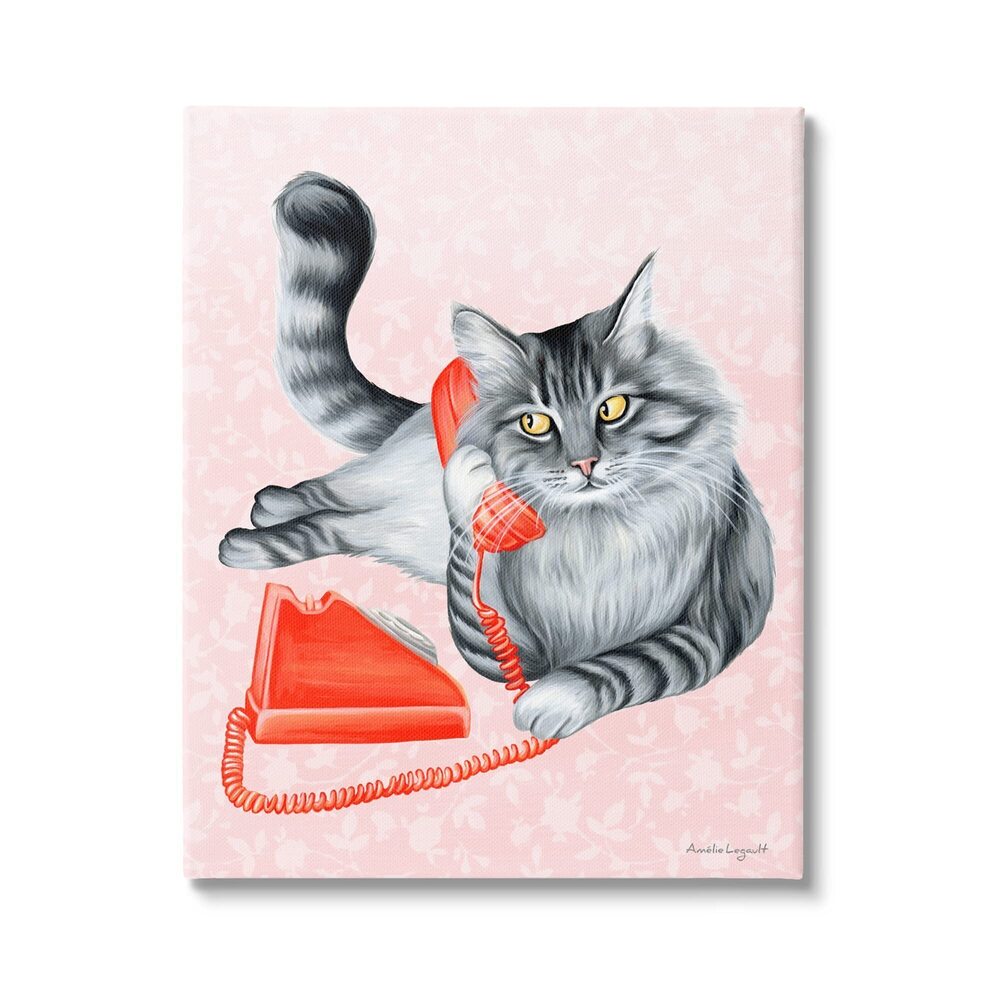 6225 Expressive Manx Cat Vintage Telephone Botanical Pattern, Design by